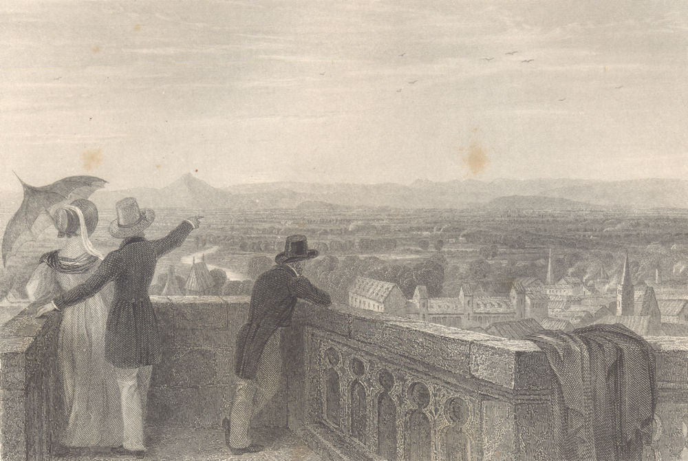 STRASBOURG. Ban de la Roche mountains from the Cathedral. Lady & parasol 1838